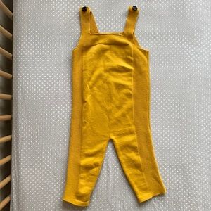 Campure 18-24 month mustard yellow knit overalls